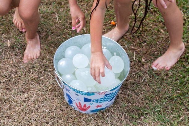 water balloon snow ball fight